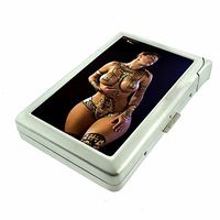 Egyptian Pin Up Girls Egypt D2 Cigarette Case Lighter Smoking King Size Cigarettes Silver Metal Wallet 4" X 2.75" RFID Protection