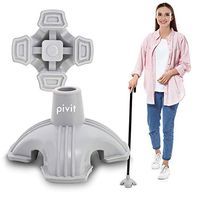 Pivit 4 Point Cane Tip | Quad Rubber Replacement Foot Pad for Walking Canes | Stable Four Point, Self Standing Quadruple Tripod Stand for Cane | Universal Four Leg Attachment for Walking (Gray)