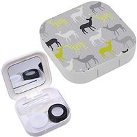 Portable Contact Lens Case Box Travel Kit Mirror + Bottle + Tweezers Container Holder [ Colorful Deers ]