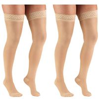 Truform Compression 20-30 mmHg Sheer Thigh High Stockings Beige, Large, 2 Count
