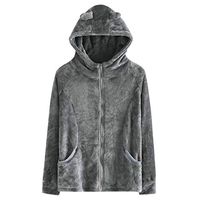 SUIKI Women's Casual Hooded Faux Fur Jacket Zipper Pocket Plush Coat Rabbit Ear Outerwear Outwear Cardigans