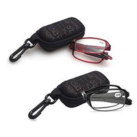 [2 pairs] Folding Reading Glasses, HD Aspheric Resin Fashion Unisex Compact Magnifyng Glasses with Belt Loop Case, Black + Brown, 1.0 (Black + Brown, 1.0)