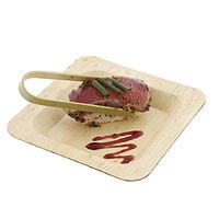 CiboWares Premium 4.75 Inch Square Bamboo Leaf Cocktail Plate, Eco-Friendly and Disposable for Home and Catering, Package of 50