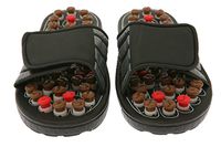Women's Slip-On Acupressure Reflexology Sandals, Size 8-9 - 81 Acu-Pressure Grip Massagers - Orthopedic Foot Therapy - Holistic Far East Concept - Foot Massager Sandals, Black