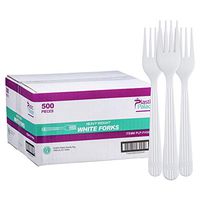 500 Count – Heavyweight Disposable White Plastic Forks | Big Party Pack Forks | Plastic Salad Forks |Great for Celebrations, Parties, Travels, Events, and Everyday Use