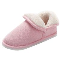 Theoylos Slippers for Women Warm Memory Foam Non-Slip House Shoes Comfortable Home Bedroom Shoes Fleece Cotton Slippers Pink