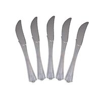 Cutdek Exquisite Plastic Cutlery, Premium Silverware Reflective Heavy Duty -100 Count (Knives)
