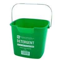 Restaurantware RW Clean 6 Qt Square Green Plastic Cleaning Bucket - with Stainless Steel Handle - 8 1/2" x 8 1/2" x 7 1/4" - 1 count box - (RWT0592G)
