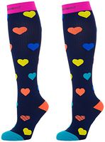 Compression Socks (Hearts S/ 20-30mmHg) Men & Women Fun Running Casual Socks