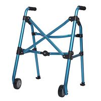 HYXQY-ZY Heavy Duty Bariatric Walking Frame for Seniors, Folding Walker with 2 Wheels and Durable PVC Handles, Mobility Aid for Handicap(Blue)