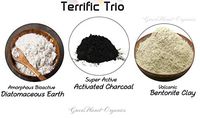 Terrific Trio: Diatomaceous Earth, Activated Charcoal & Bentonite Clay Powders (4oz Each, Total 12oz) Certified Food Grade