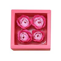 Sacow Artificial Flowers Gift Box, 4Pcs Bath Soap Scented Rose Flowers Valentine's Day Decor with Heart Shaped Box (D)