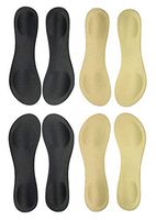 Happystep 3/4 Length Thin Shoes Insoles for High-Heels and Sandals, Cushion for Heel and Ball of Foot, 2 Pairs Black and 2 Pairs Beige (Women Size 5-7)
