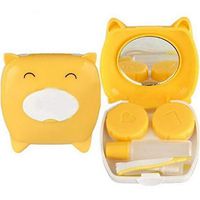 Erholi Travel Portable Lovely Piggy Contact Lens Case Storage Box With Mirror Tweezer Cases