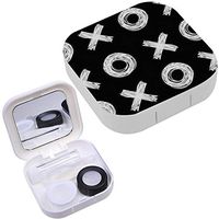 Portable Contact Lens Case Box Travel Kit Mirror + Bottle + Tweezers Container Holder [ Tic Tac Toe Game ]