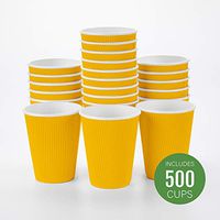 Insulated Paper Coffee Cups - Ripple Wall - Yellow - 12 oz - 500ct Box - MATCHING LIDS SOLD SEPARATELY: RWA0360B, RWA0360W, RWA0328LG, RWA0328GR, RWA0328HP, RWA0283W, RWA0283B