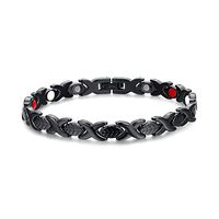 Black Titanium Steel Magnetic Therapy Germanium Health Link Bracelet for Pain Relief Men Women