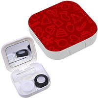 Portable Contact Lens Case Box Travel Kit Mirror + Bottle + Tweezers Container Holder [ Christmas Icon ]