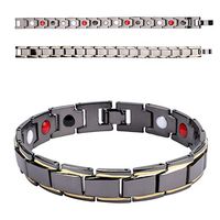 YOOMALL Titanium Steel Magnetic Therapy Energy Bracelet Sleek Wristband for Women Men Pain Relief (Black & Gold)