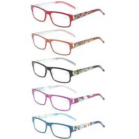 Kerecsen 5 Pack Fashion Unisex Reading Glasses Spring Hinge Pattern Design Readers (5 Pack Mix Color, 2.0)