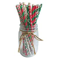 Jzenzero Paper Drinking Straws Set Disposable Tableware Christmas Wedding Party Supplies