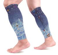 KEAKIA Merry Christmas Calf Compression Sleeves Shin Splint Support Leg Protectors Calf Pain Relief for Running, Cycling, Travel, Sports for Men Women (1 Pair)
