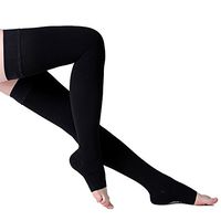 Thigh High Compression Stockings, Open Toe, Firm Support 20-30 mmHg Gradient Compression Socks with Silicone Band, Opaque, Best for Treatment Swelling, Varicose Veins, Edema, Pregnancy, Black M