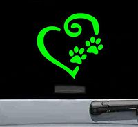 JS Artworks Swirly Heart Pawprint Vinyl Decal Sticker Dog Lover pet Rescue (Lime Green)