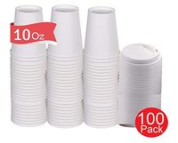 1InTheHome 10 oz Coffee Cups With Lids Disposable Paper Coffee Hot Cups (100 Cup & 100 Lids))