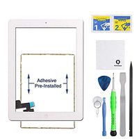 iPad 2 Screen Replacement,FixCracked iPad 2 Digitizer Touch Screen Front Glass Assembly White-Includes Home Button + Camera Holder + PreInstalled Adhesive with tools kit