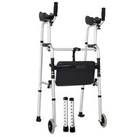 HL Walking Aids for The Elderly, Armrest Walker Elderly Armrest Walking Aid Disabled Four-Legged Cane Walking Aid Folding Walking Rehabilitation Seated (Color : with seat)