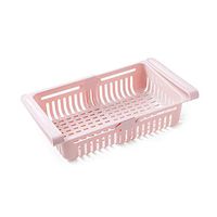 MSlongzc Organizer Box Storage Containers Storage Bins Cubes Organizer with Dividers Foldable Household Pull-Out Refrigerator Storage Box Holder Food Organizer Drawer Shelf Pink