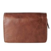 LHFJ Genuine Leather Tobacco Smoking Pipe Pouch Bag Organize Case Pipe Tool Holder Pocket for 3 Pipe, 2 in 1 Smoking Pipe Pouch Men Leather Wallet, Brown