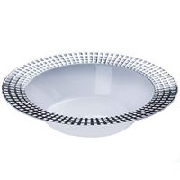 BalsaCircle 30 pcs 12 oz White with Silver Edges Plastic Bowls - Disposable Wedding Party Catering Tableware