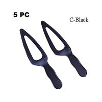 Wonderful Deluxe Disposable Plastic Tableware Premium Cake Knives Cutlery For Party & BBQ - 5 PC (C-Black)