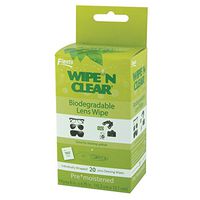 Wipe'N Clear Lens Wipes by Flents, 20 Biodegradable Lens Cleaning Wipes, Individually Wrapped, Eco Friendly Products
