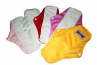 4 Bamboo Mama Cloth/Menstrual Pads/Reusable & Water Proof Sanitary Pads/Panty Liners by"BubuBibi" (Pale Orange)