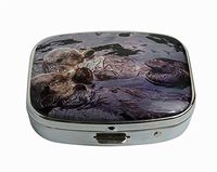XingBoo Sea Otter Love Keepsake Custom Square Silver Western Medicine Tablet Pocket Travel Pill Case Vitamin Glass Decorative Box