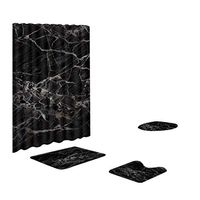 Naiflowers 4 Piece Sea Style Non Slip Bath Shower Curtain Sets, Bathroom Shower Curtain & Toilet Mat & Lid Cover & Rugs, Washable Shower Bath Curtain Carpet for Tub Entry Living Room (A)