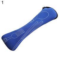 yanQxIzbiu 3 Pcs Portable Fork Spoon Chopsticks Stainless Steel Cutlery Set Picnic Travel - Blue