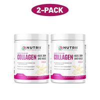 Nutrii Grass-Fed Hydrolyzed Collagen Peptides Protein Powder, Anti-Aging Skin, Joint, Hair, Skin, Supplement, Build Lean Muscle, Restore Natural Energy, 14.8 oz, 30 Servings, Vanilla (2 Pack)