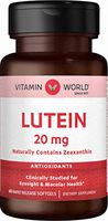 Vitamin World Lutein 20mg 60 Softgels, Zeaxanthin, Eye, Antioxidant, Macular Health, Vision Support, Rapid-Release, Gluten Free