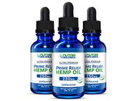 Prime Relief Full Spectrum Hemp Oil Extract – 100% Organic, Additive Free and Great Tasting – Perfect for Pain, Anti Anxiety, Mood and Stress Relief or Sleep Supplement – (Unflavored, 250 MG 3-Pack)