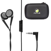 OEM Blackberry 3.5mm Stereo Handsfree Headphones Dual Earbuds + Headset Carrying Case for HTC First, One S, One SV, EVO Design 4G