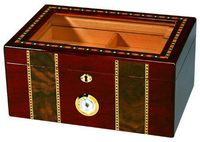 Quality Importers Pompeii 100 Cigar Glasstop Humidor, Cherry