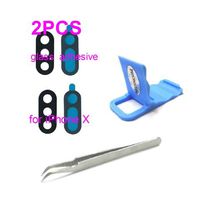 PHONSUN Back Camera Lens Glass w Adhesive Replacement for Apple iPhone X Black (Pack of 2)