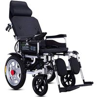 Electric Wheelchair, Foldable Folding and Lightweight Portable Powerchair with Seat Belt,Electric Power Or Manual Manipulation,Adjustable Backrest and Pedal,Joystick (Color : Black)