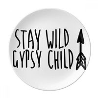Keep Wild Gypsy Child Quote Dessert Plate Decorative Porcelain 8 inch Dinner Home