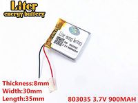 BIHUADE 3.7V 900mAh 803035 Lithium Ion Polymer Rechargeable Battery Lithium Polymer Li-Po Battery for MP4 GPS MP3 Bluetooth Stereo DIY Gift (803035)