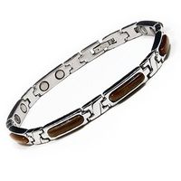 Womens Tiger's Eyes Stainless Steel Magnetic Golf Bracelet 8.5"